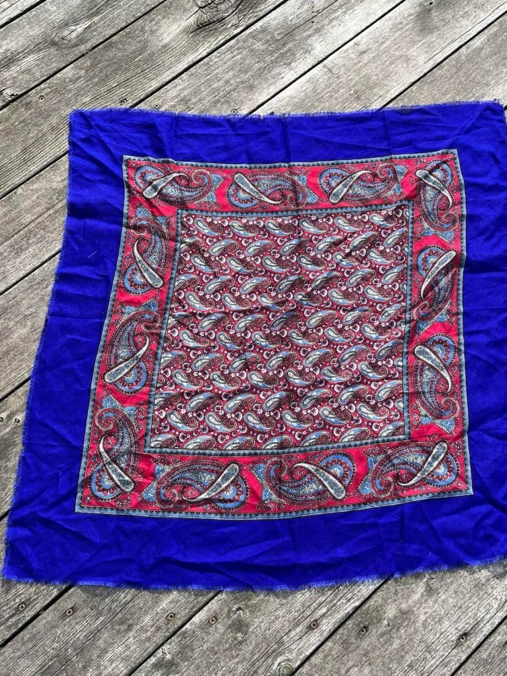 royal blue + red paisley hair/fashion scarf